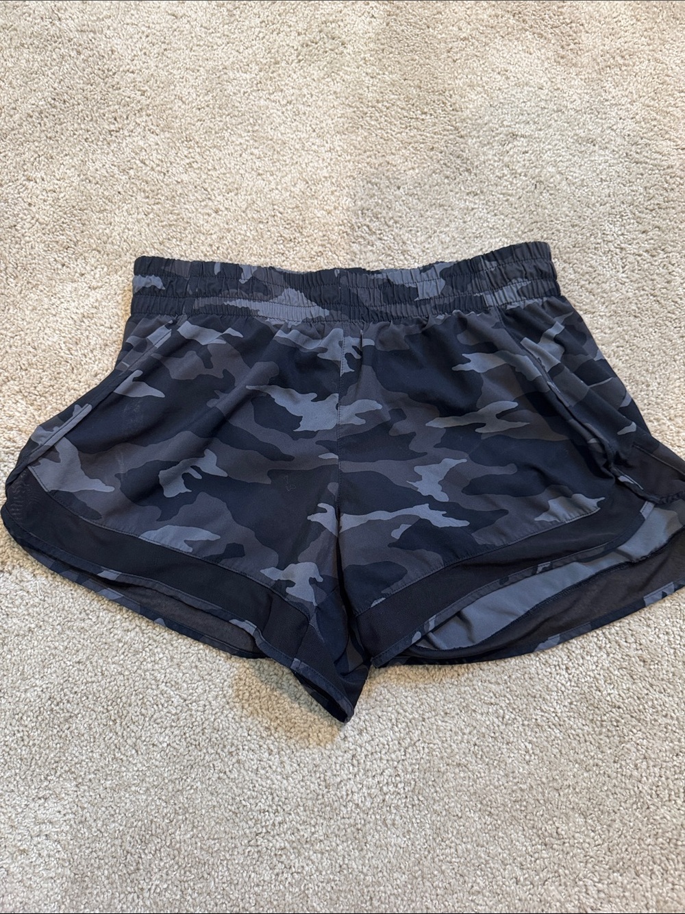 Athleta Black & Gray Camo Athletic Shorts